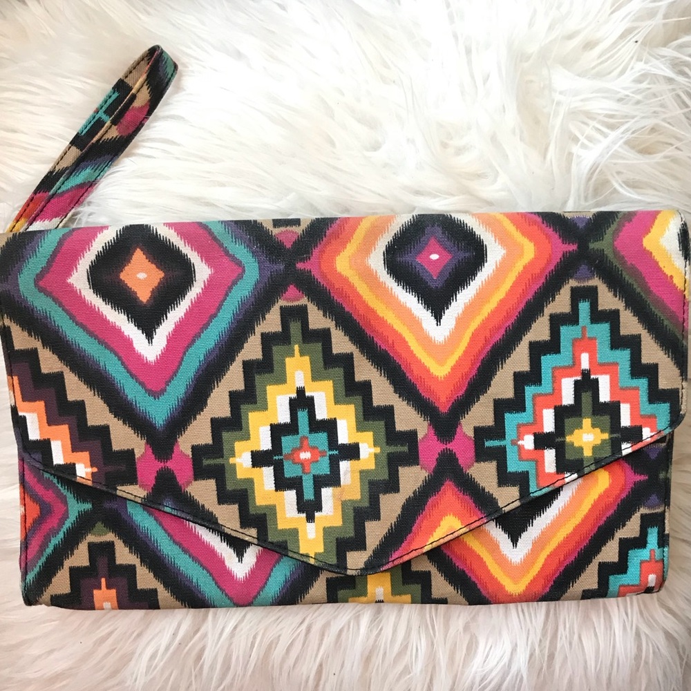 Multicolored Large Wristlet/Clutch